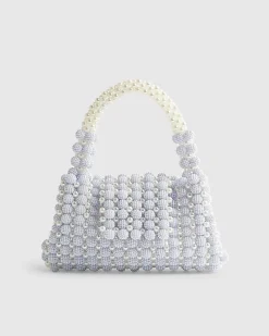 Blue Beaded Pearl Clutch Bag