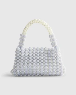 Blue Beaded Pearl Clutch Bag