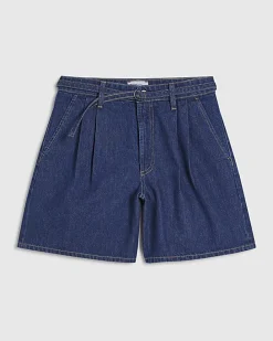 Blue Belted Tailored Denim Shorts