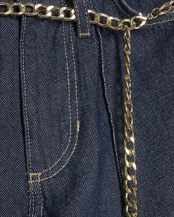 Blue Belted Wide Leg Jeans
