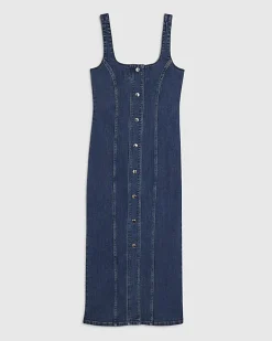 Blue Bodycon Denim Midi Dress