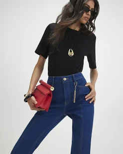 Blue Chain Charm Bootcut Jeans