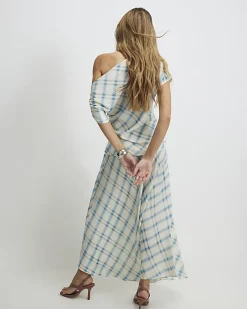 Blue Check Maxi Skirt