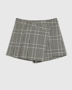 Blue Check Print Pleated Skort