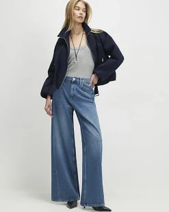 Blue Classic Wide Leg Jeans
