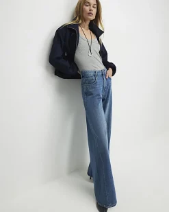 Blue Classic Wide Leg Jeans