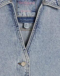Blue Collared Boxy Denim Shirt