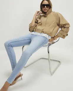 Blue Contrast Stitch Skinny Jeans