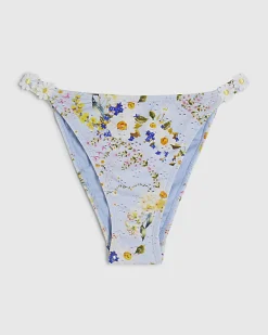 Blue Daisy Floral Print Bikini Bottoms