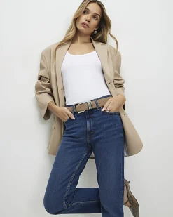 Blue Dark Classic High Waisted Slim Fit Jeans