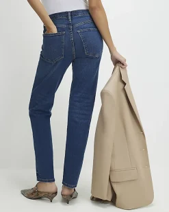 Blue Dark Classic High Waisted Slim Fit Jeans