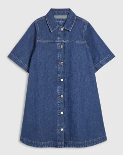 Blue Denim Button Through Mini Dress