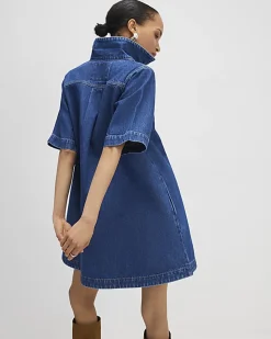 Blue Denim Button Through Mini Dress