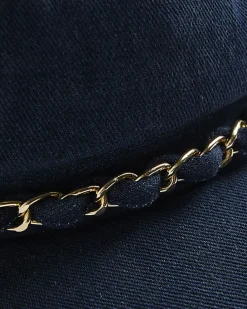 Blue Denim Chain Baker Boy Hat