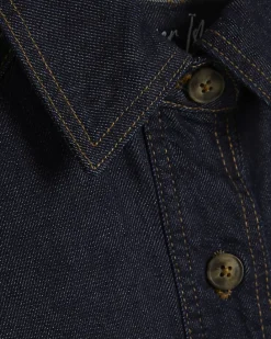 Blue Denim Cropped Trench Jacket