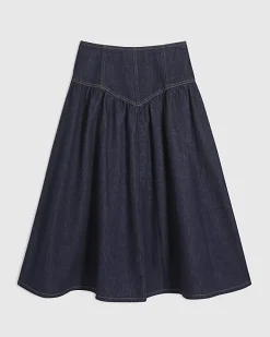 Blue Denim Midi Skirt