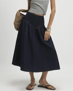 Blue Denim Midi Skirt