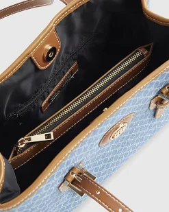 Blue Denim Monogram Print Shopper Bag