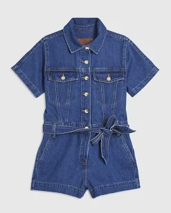 Blue Denim Short Sleeve Playsuit