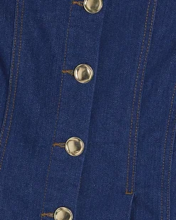 Blue Denim Sleeveless Peplum Top