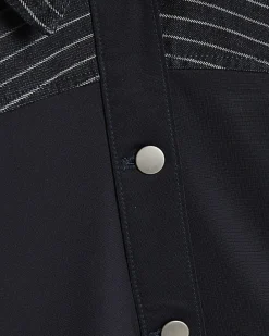 Blue Denim Striped Hybrid Denim Jacket