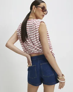 Blue Denim Wrap Skort