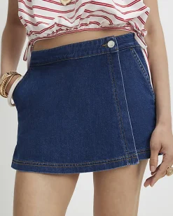 Blue Denim Wrap Skort