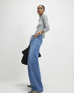 Blue Drawstring Balloon Leg Jeans
