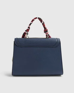 Blue Embossed Charm Tote Bag