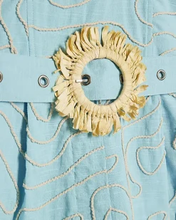 Blue Embroidered Playsuit