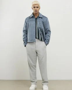Blue Faux Suede Shacket