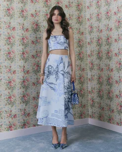 Blue Floral Print Bralet