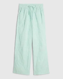 Blue Floral Textured Trousers