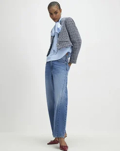 Blue Frayed Edge Boucle Jacket