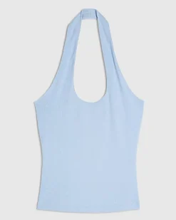 Blue Halter Neck Tank Top