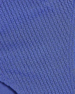 Blue High Leg Textured Bikini Bottoms