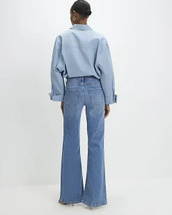 Blue High Waisted Relaxed Flare Jeans