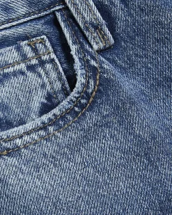 Blue High Waisted Relaxed Straight Leg Jeans