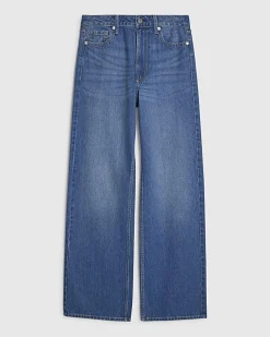 Blue High Waisted Relaxed Straight Leg Jeans