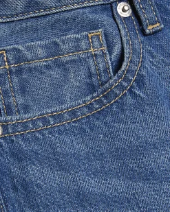 Blue High Waisted Relaxed Straight Leg Jeans
