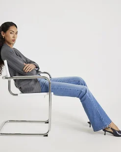 Blue High Waisted Sculpt Flared Jeans