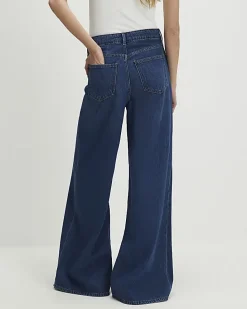 Blue High Waisted Soft Wide Leg Jeans