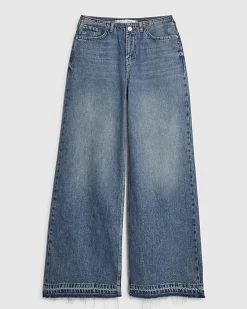 Blue High Waisted Wide Leg Jeans