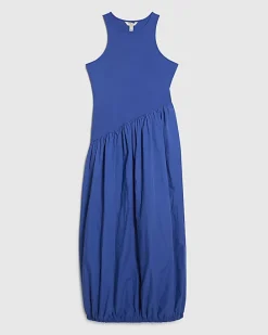 Blue Hybrid Asymmetric Maxi Dress