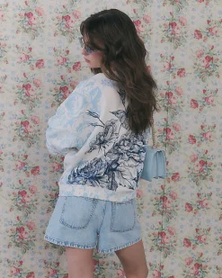 Blue In Bloom Cotton Rich Sweatshirt
