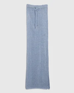 Blue Knit Midi Beach Skirt