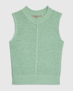 Blue Knitted Sleeveless Tank Top