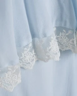 Blue Lace Trim Balloon Leg Trousers
