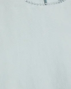 Blue Linen Blend Scallop Trim Tank Top