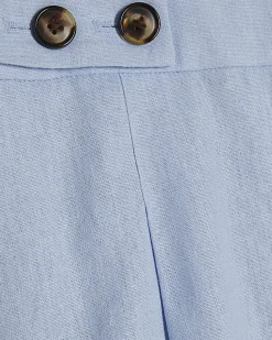 Blue Linen Blend Tailored Barrel Trousers